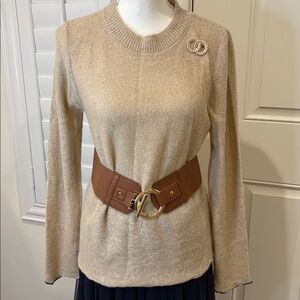 Zara wool/alpaca blend mock neckline sweater beige color Medium New